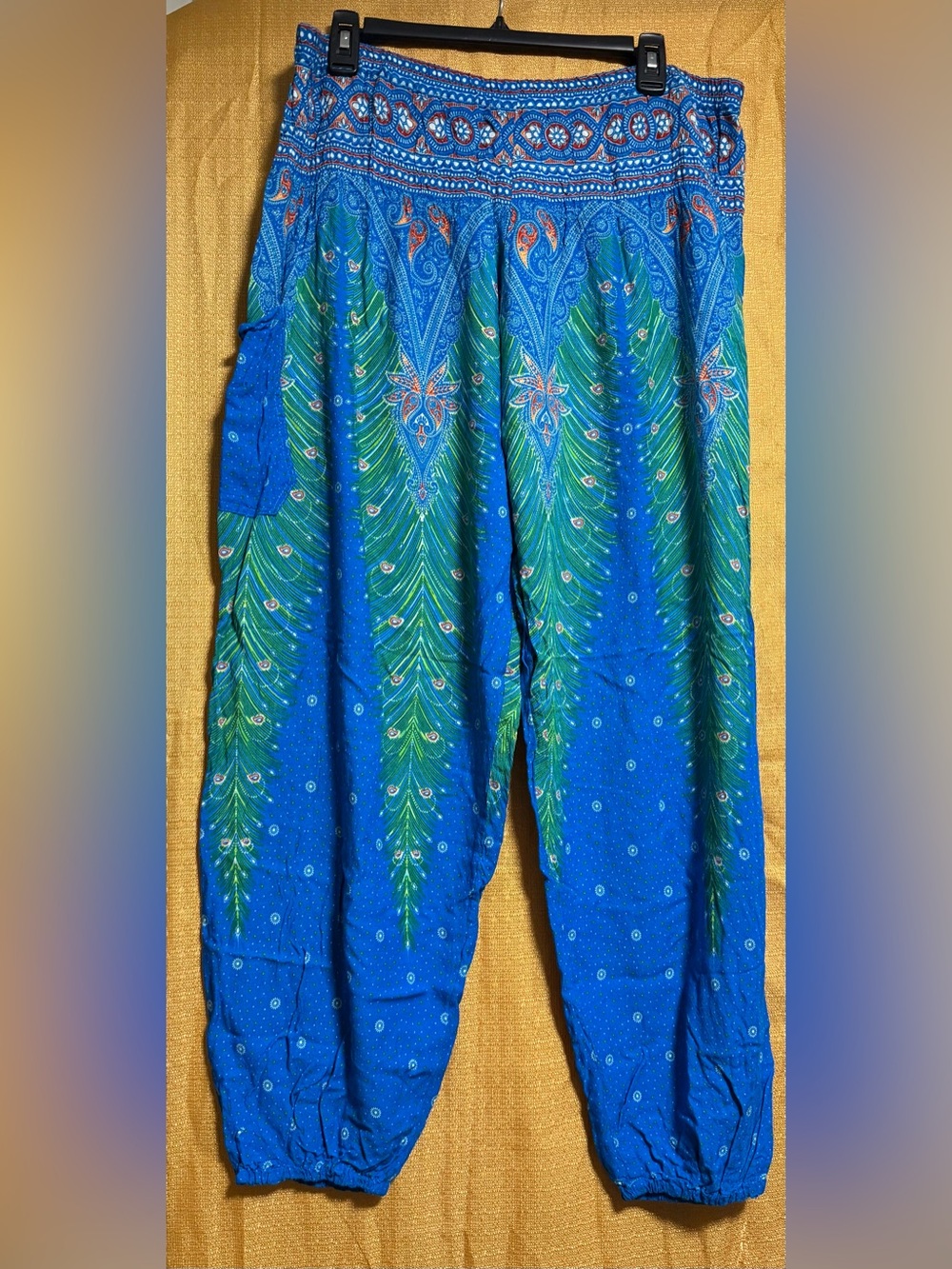 Boho Blue & Green Printed Harem Joggers